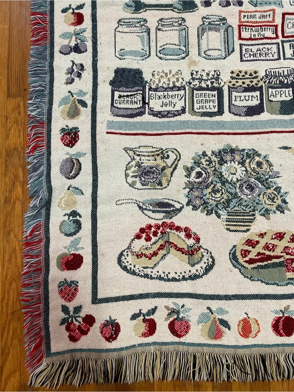 Pat Albeck Vintage Kitchen Fruit & Jam Tapestry Throw Cottagecore whimsy